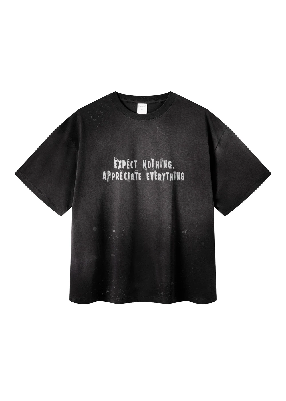 Expect nothing, appreciate everything tee in Black, flat lay